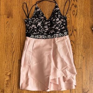 by & by Black Lace and Soft Pink Dress